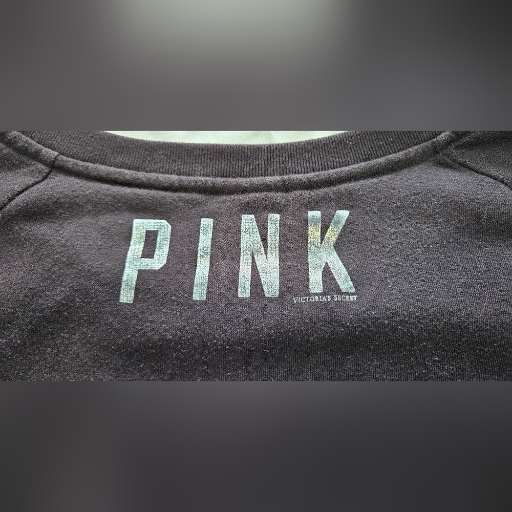 RARE VINTAGE Victoria’s Secret PINK Sequin/Ombré Black Sweatshirt Size L - Picture 3 of 6